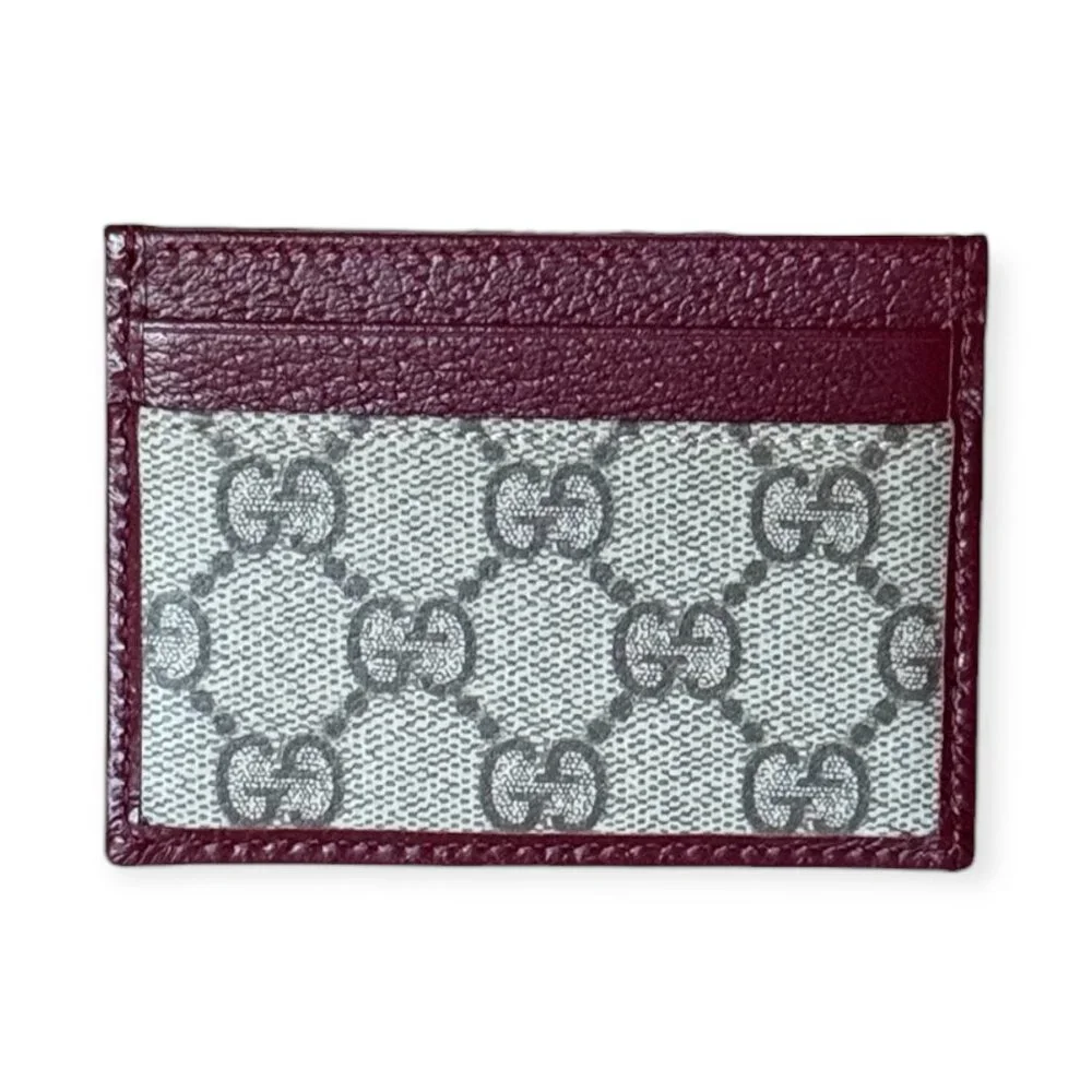 Gucci Ophidia GG Supreme Card Holder Burgundy Leather Trim | NWOT - Picture 3 of 5